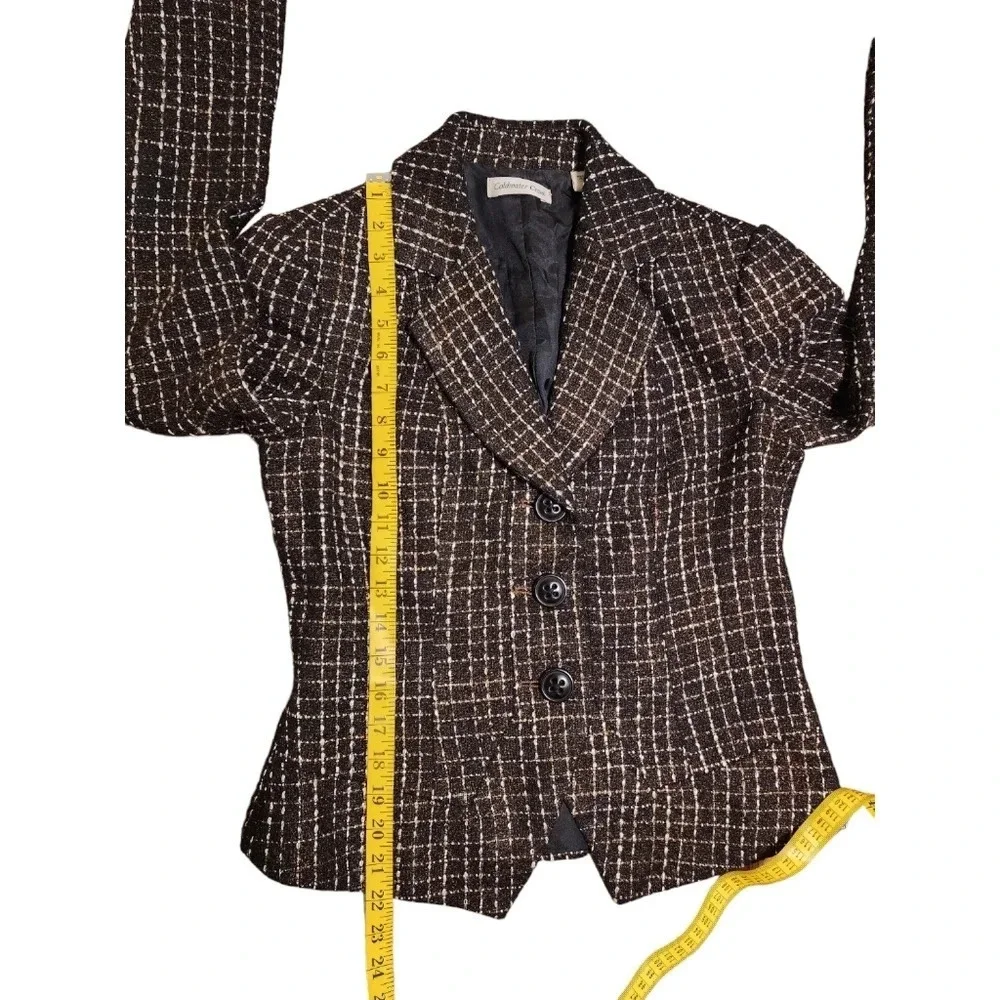 Coldwater Creek Women's Blazer Black with Gold Shimmer and White Size 4